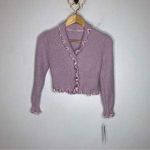 habitual kids 7/8 Lilac Purple Cardigan Velvet Trim NWT CP0824